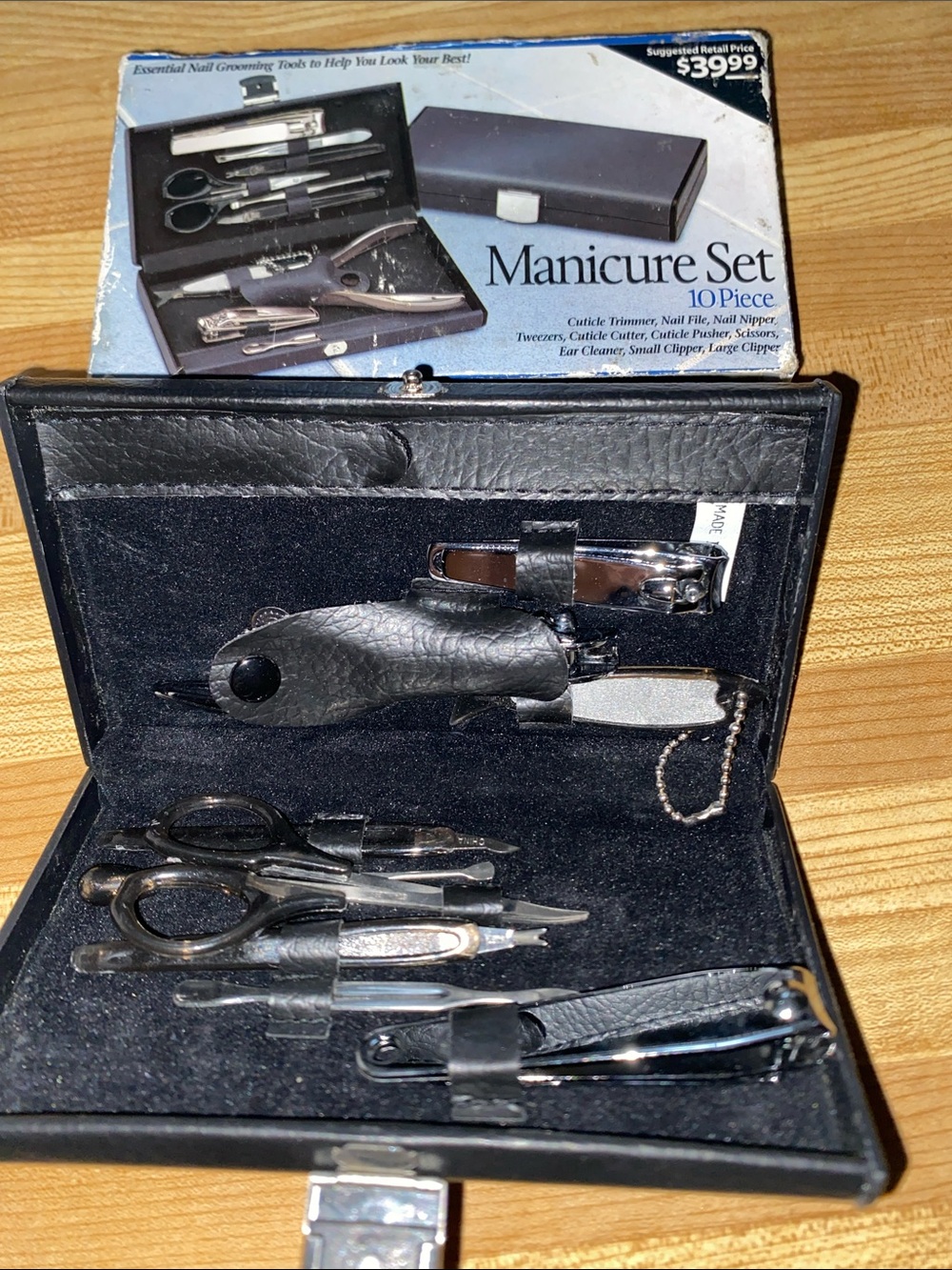 Manicure Set 10-Piece Grooming Kit - Black